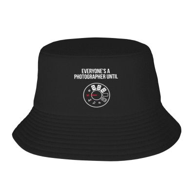fwoeqiz Everyone is A Photographer Bucket Hat Fisherman Hats Stylish Sunhat for Men Women Beach Cap Black