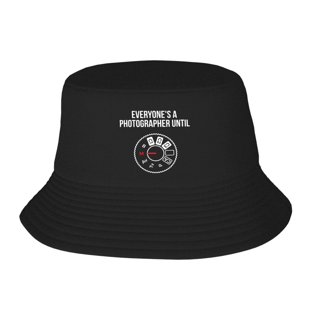 fwoeqiz Everyone is A Photographer Bucket Hat Fisherman Hats Stylish Sunhat for Men Women Beach Cap Black