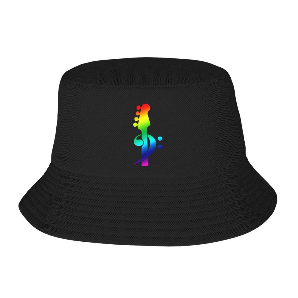 fwoeqiz Bass Clef Bass Guitar Bucket Hat Fisherman Hats Fashion Sunhat for Men Women Beach Cap Black