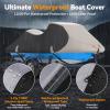 1200D Solution-Dyed Jet Ski Cover with Storage Bag,Waterproof,Anti-UV Trailerable Cover Universal Fit for Yamaha,Seadoo,Jetski,PWC Boat with Reflective Air Vent (Fits from 136"-145", 3 Seater) view 2