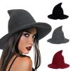GUOQIANG Halloween Adult Modern Witch Hats for Women - Gray Witches Hat Womans Witch Costume Accessories Wool Knit Halloween Party Witch Hat view 1