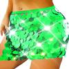 TWINKLEDE Sparkly Sequin Skirt Mermaid Costume Mini Wrap Belly Dance Hip Skirt for Women (H Green) view 1