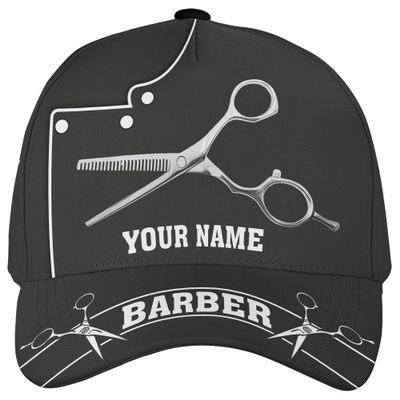 ThuhaTree Store Personalized Barber Shop Barber Tools Black Classic Baseball Cap - Classic 3D Cap (Style 3)