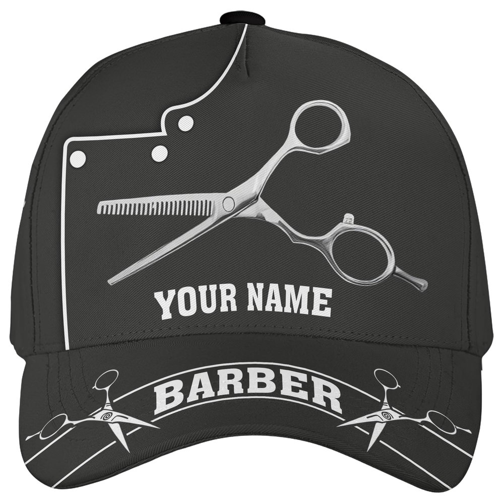 ThuhaTree Store Personalized Barber Shop Barber Tools Black Classic Baseball Cap - Classic 3D Cap (Style 3)
