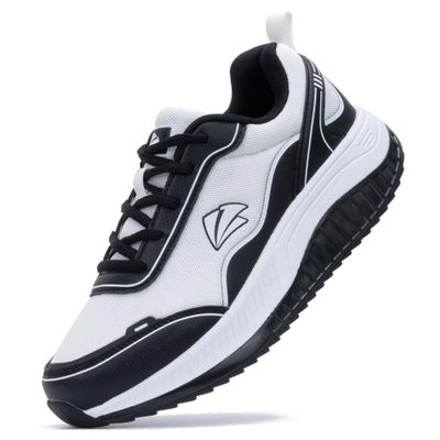 QAUPPE Womens Walking Shoes with Arch Support Wide Orthotic Athletic Sneakers Plantar Fasciitis Tennis for Heel and Foot Pain Relief Blackwhite US 7