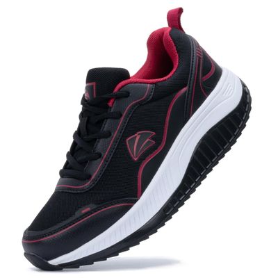 QAUPPE Womens Walking Shoes with Arch Support Wide Orthotic Athletic Sneakers Plantar Fasciitis Tennis for Heel and Foot Pain Relief BlackRose US 7.5