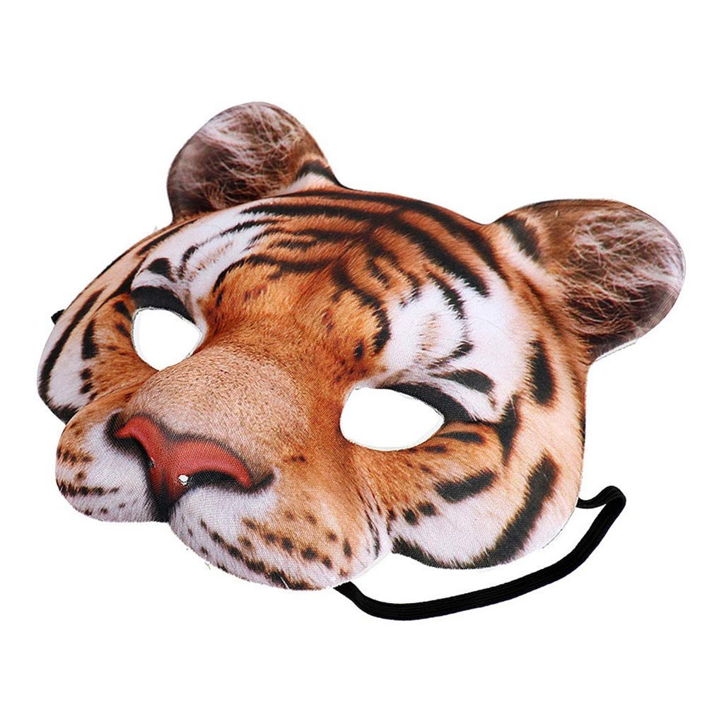 Halloween Tiger Half Face Mask,Cosplay Masquerade Party Realistic Look Facial Mask Tiger Mask for Carnival Costume Party Mask(4pcs Yellow)