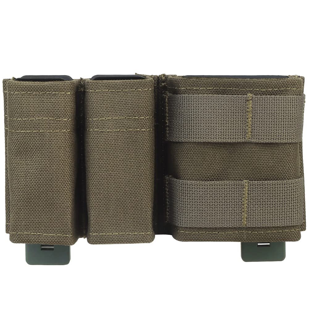 Double 9mm MOLLE Magazine Pouch 5.56 Mag Pouch Set with Quick Release Insert Clip for Tactical Vest (Green)