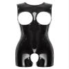 ACSUSS Women's Wet Look Leather Lingerie Bodycon Back Zipper Catsuit Shorts Bodysuit Clubwear Black Medium view 1