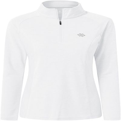 MoFiz Women's Long Sleeve Golf Polo Shirt 1/4 Zip UPF 50+ Sun Protection Quick Dry Lightweight Athletic Hiking Running Tops White S