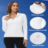 MoFiz Women's Long Sleeve Golf Polo Shirt 1/4 Zip UPF 50+ Sun Protection Quick Dry Lightweight Athletic Hiking Running Tops White S view 4