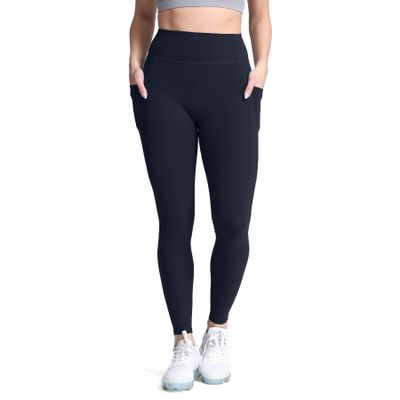 Aoxjox Women's Trinity High Waisted Yoga Pants with Pockets Tummy Control Buttery Soft Compression Workout Leggings 26" (Black, X-Large)