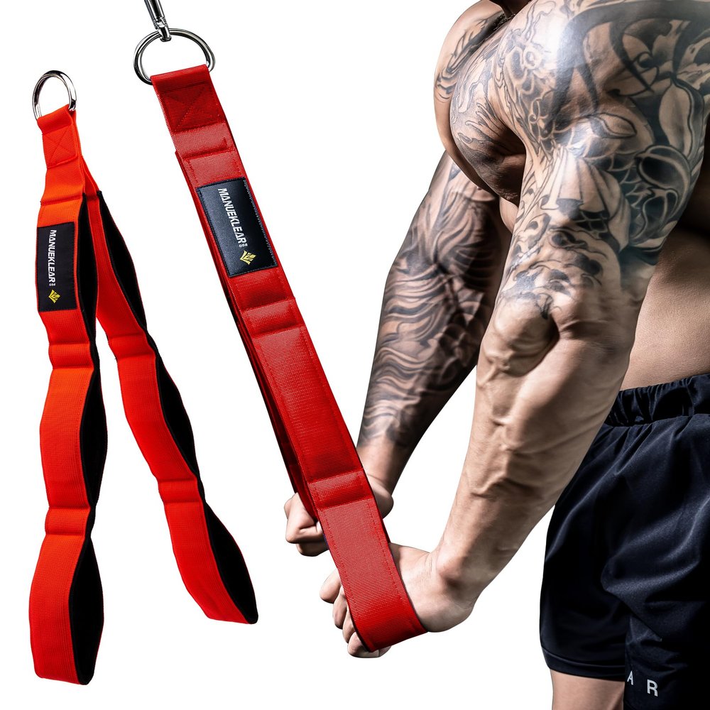 MANUEKLEAR Tricep Rope Cable Attachment Handles, Greater Range of Motion, Tricep Pull Down Rope for Push Downs, Crunches, Facepulls for Professional Gym (Red)