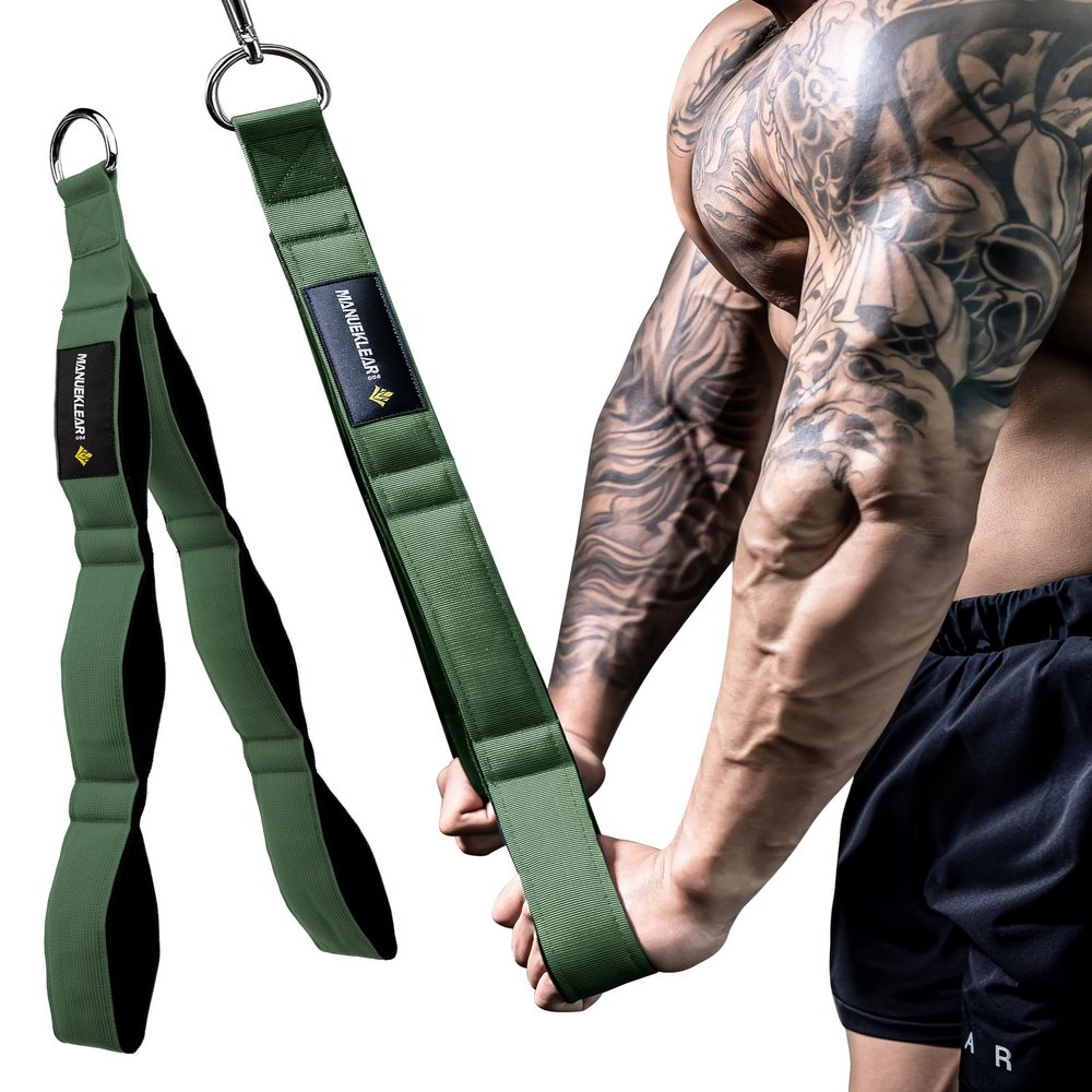 MANUEKLEAR Tricep Rope Cable Attachment Handles, Greater Range of Motion, Tricep Pull Down Rope for Push Downs, Crunches, Facepulls for Professional Gym (Green)