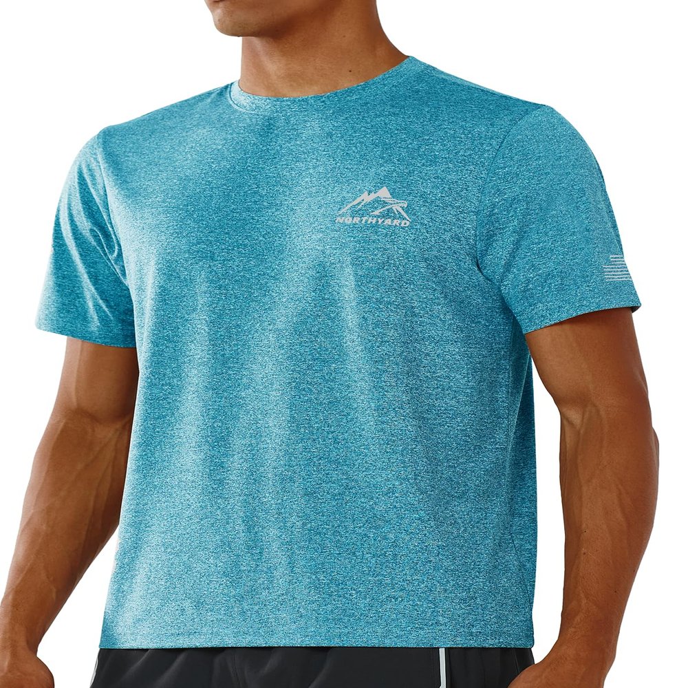 NORTHYARD Men's UPF 50+ Sun Protection Shirts Swim SPF UV Quick Dry Short Sleeve T-Shirts for Athletic Fishing Rash Guard Coral Heather L