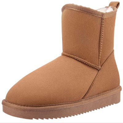 CAMEL CROWN Mens Fur Snow Boots Slip on Winter Boots Mid Calf House Slippers Boots Short Mini Boots for Men Camel 8.5