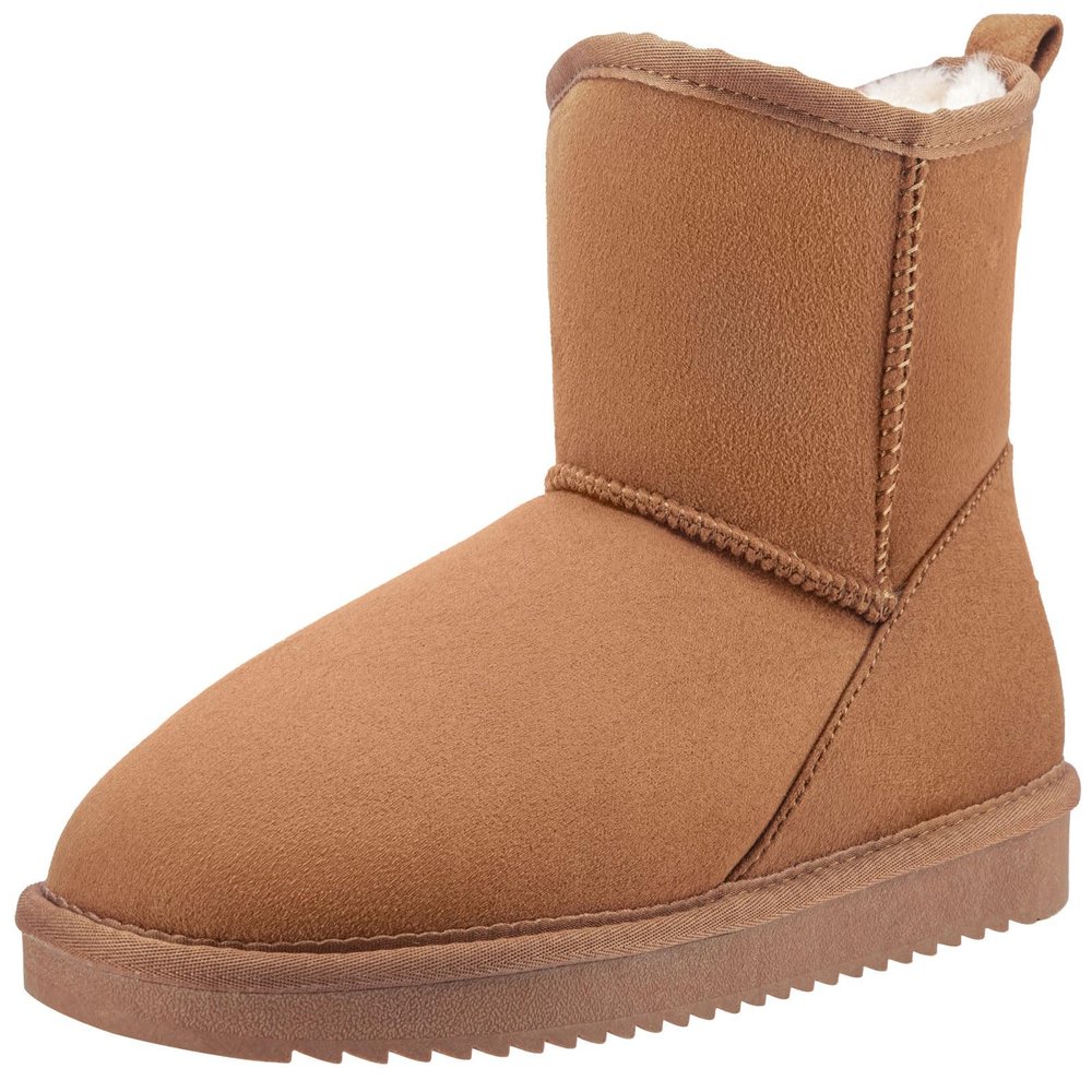 CAMEL CROWN Mens Fur Snow Boots Slip on Winter Boots Mid Calf House Slippers Boots Short Mini Boots for Men Camel 8.5
