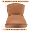 CAMEL CROWN Mens Fur Snow Boots Slip on Winter Boots Mid Calf House Slippers Boots Short Mini Boots for Men Camel 8.5 view 3