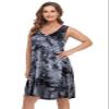 BELAROI Plus Size Summer Dresses Sundress for Curvy Women Beach Swimsuit Coverup Casual Swing Tie Dye V Neck Button Sleeveless Tshirt Tank Dress with Pockets (2X,Black Tie Dye) view 4