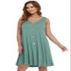 BELAROI Plus Size Summer Dresses Sundress for Curvy Women Beach Swimsuit Coverup Casual Swing V Neck Button Sleeveless Tshirt Tank Dress with Pockets (3X,Grayish Green) view 2
