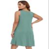 BELAROI Plus Size Summer Dresses Sundress for Curvy Women Beach Swimsuit Coverup Casual Swing V Neck Button Sleeveless Tshirt Tank Dress with Pockets (3X,Grayish Green) view 3