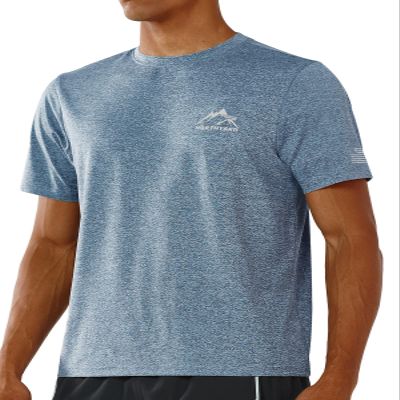 NORTHYARD Men's UPF 50+ Sun Protection Shirts Swim SPF UV Quick Dry Short Sleeve T-Shirts for Athletic Fishing Rash Guard Blue Heather M