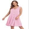 BELAROI Plus Size Summer Dresses Sundress for Curvy Women Beach Swimsuit Coverup Casual Swing V Neck Button Sleeveless Tshirt Tank Dress with Pockets (5X, Pink) view 2