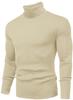 Amussiar Men's Slim Fit Turtleneck Pullover Sweater Turtleneck Knitwear Long Sleeve Knitwear(Beige XX-Large) view 3
