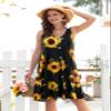 BELAROI Plus Size Summer Dresses Sundress for Curvy Women Beach Swimsuit Coverup Casual V Neck Button Sleeveless Tshirt Vacation Tank Dress with Pockets(1X,Flower35) view 3