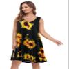 BELAROI Plus Size Summer Dresses Sundress for Curvy Women Beach Swimsuit Coverup Casual V Neck Button Sleeveless Tshirt Vacation Tank Dress with Pockets(1X,Flower35) view 4