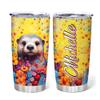 Hyturtle Personalized Gifts For Otter Lover - Otter Printed With Floral Custom Name Stainless Steel Tumbler 20oz With Lid - Idea Sea Animal Lover Gifts For Women Girl Kids On Birthday Christmas view 1
