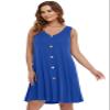 BELAROI Plus Size Summer Dresses Sundress for Curvy Women Beach Swimsuit Coverup Casual Swing V Neck Button Sleeveless Tshirt Tank Dress with Pockets (4X,Royal Blue) view 2