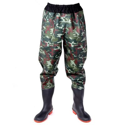 Hip Waders PVC Waterproof Fishing Buttocks Wading Pants, Elastic Waist and Non Slip Wear-Resistant Oxford Sole (Color : Blue, Size : 10.5)