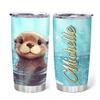 Hyturtle Personalized Gifts For Otter Lover - Otter Print Stuff Customized Name Stainless Steel Tumbler 20oz With Lid - Idea Sea Animal Lover Gifts For Women Girl Kids On Birthday Christmas view 1
