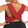 Bestisun Backless Workout Dance Tops Open Back Running Yoga Sports Clothes Active Tanks Red XL view 4