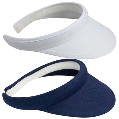 2 Pack Sun Visor Hats Women Men Clip On Wide Brim Visors Hat Outdoor Sports Golf Beach Travel Tennis Caps (White+Navy)