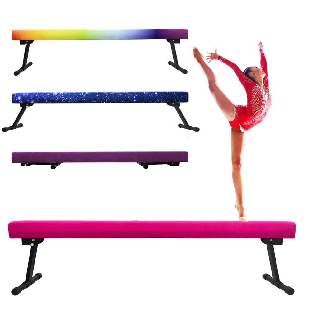 Peakpath 6FT Adjustable&Foldable Gymnastics Balance Beam,Home Gym Equipment,Easy Assembling and Storage,No Tool Require,for Kids Children Girls Training Ages 3-12