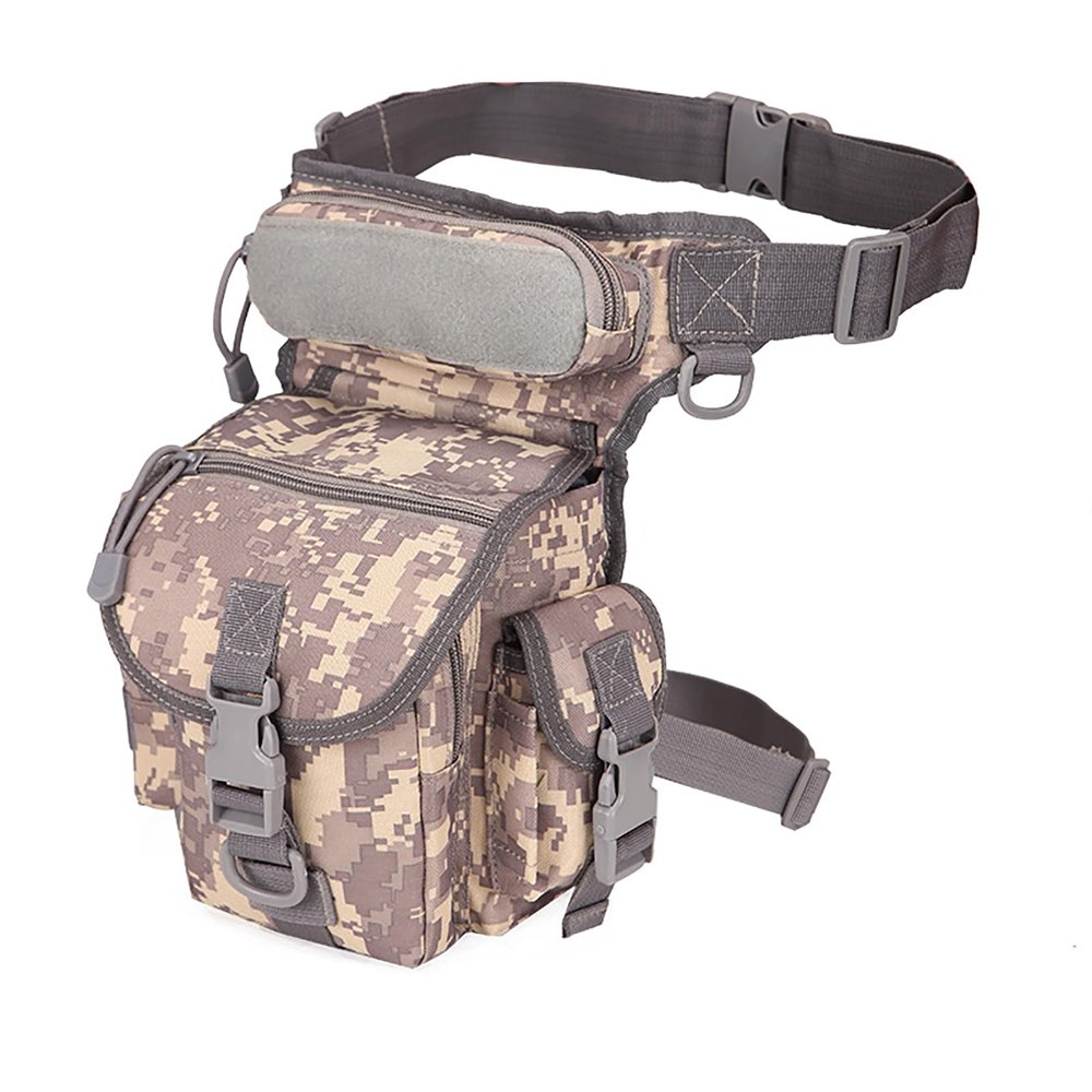 Tactical Drop Leg Waist Pack Multi-purpose Hiking Waist Pack Motorcycle Leg Pack Suitable for Hiking Travel Motorcycle Camping Fishing (ACU Camouflage)