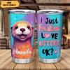 Hyturtle Personalized Gifts For Otter Lover - I Just Freaking Love Otters Custom Name Stainless Steel Tumbler 20oz With Lid - Idea Sea Animal Lover Gifts For Women Girl Daughter On Birthday Christmas view 2