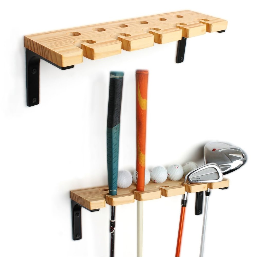BiJun Golf Club Holder Organizer, Golf Club Rack Storage Golf Putter Stand Golf Ball Holder Putter Holder Wall Mount Display Golf Club Holder Storage Organizer for Garage (A2)