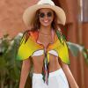 Meaudiwes Women's Sexy Cover Up, Beach Sarong Wrap Skirt Sheer Bikini Swimsuit Cover Ups For Swimwear Compatible with Jamaican Rasta Flag Rastafarian Reggae Lion view 3