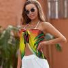 Meaudiwes Women's Sexy Cover Up, Beach Sarong Wrap Skirt Sheer Bikini Swimsuit Cover Ups For Swimwear Compatible with Jamaican Rasta Flag Rastafarian Reggae Lion view 4