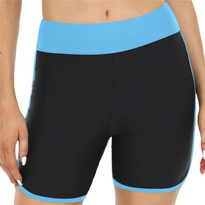 Womens Shorts High Waisted Swim Bottoms Bathing Suit Bottom Shorts Swimsuit Bottom Wide Elastic Band Sports Yoga Light Blue L