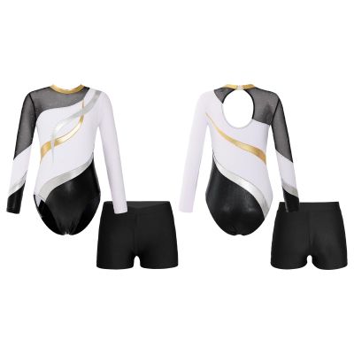 Loyan Gymnastics Leotards for Girls Tumbling Unitard with Shorts Dancewear Ballet Biketards Dance Bodysuit White 10 Years