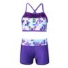 Agoky Kids Girls 2PCS Sports Outfits Ballet Gym Sequins Mermaid Tank Top Shorts Set Tankini Swimwear Gymnastics Tracksuit Swallowtail Blue 4 Years view 1