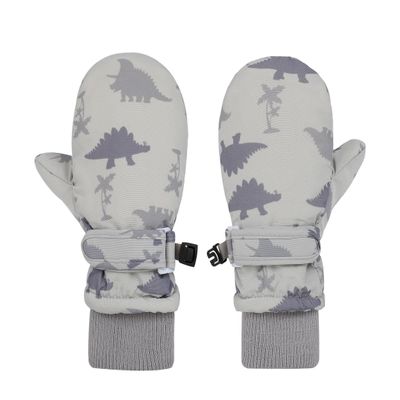Coconut Dinosaur Toddler Boys Snow Waterproof Ski Mittens Kids Winter Gloves Lined Fleece Mittens for Boys 0-24 Months Grey