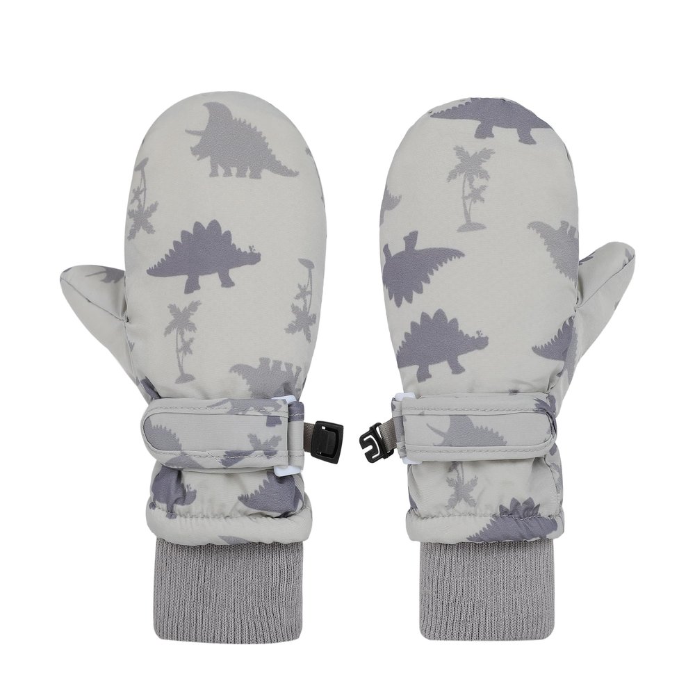 Coconut Dinosaur Toddler Boys Snow Waterproof Ski Mittens Kids Winter Gloves Lined Fleece Mittens for Boys 0-24 Months Grey