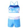 Agoky Kids Girls 2PCS Sports Outfits Ballet Gym Sequins Mermaid Tank Top Shorts Set Tankini Swimwear Gymnastics Tracksuit Sea Sky Pink 10 Years view 1
