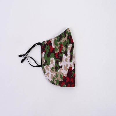 Beard Face Mask for Men with Beard, Bearded Men Mask, Canadian Camo Pattern, Cotton, Green, 4 Inches