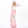 XEPST Faux Fur Fuzzy Leg Warmers Furry Boot Covers for Women, Warm Fuzzy Boot Cuff Boot Sleeves Leg Warmers for Party Costumes - Pink view 3